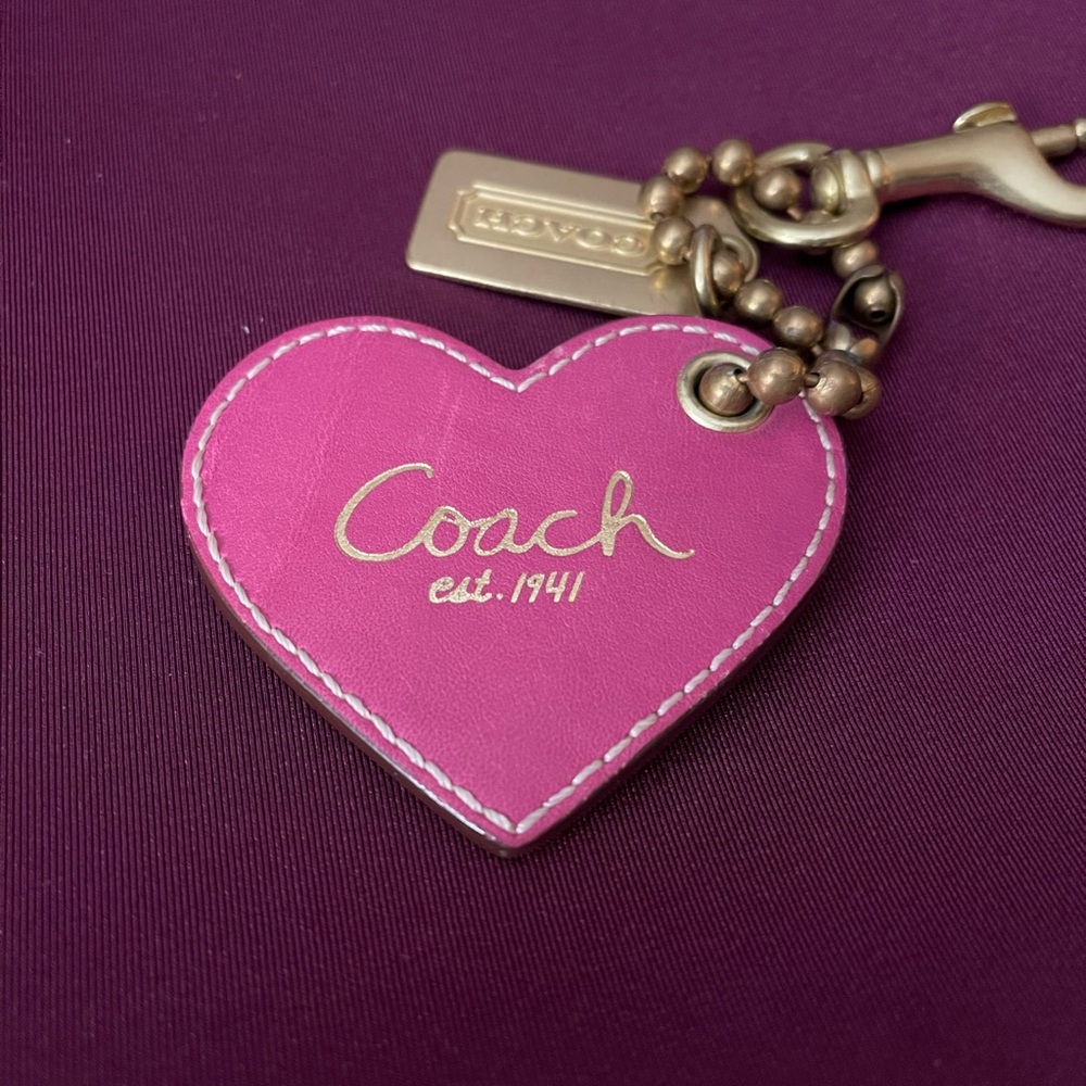 Coach Leather Heart Keychain